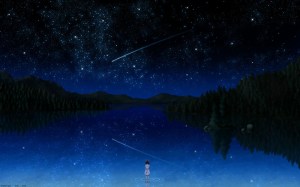 water-outer-space-trees-dark-night-stars-forest-darker-than-black-anime-shooting-star-lakes-reflecti_www-wall321-com_81